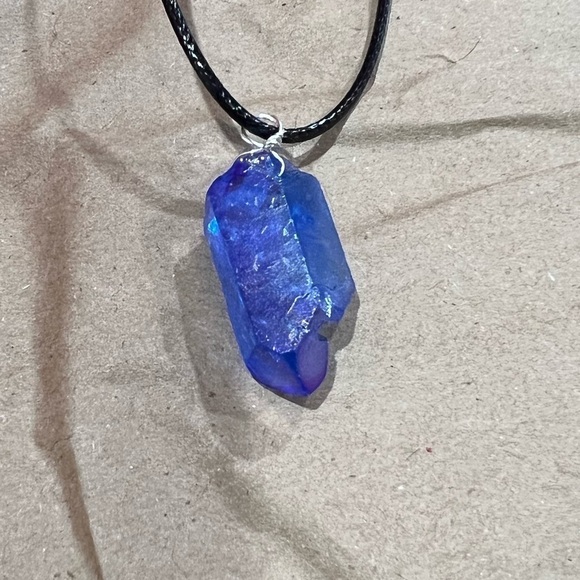 BLUE ANGEL AURA QUARTZ PENDANT ACTIVATED REIKI HEALING NECKLACE - Picture 5 of 7